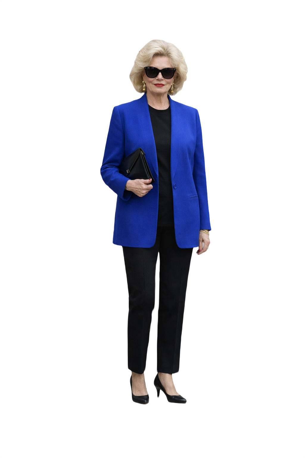 1990s Royal Blue Wool Blend Blazer - Model