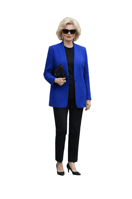 1990s Royal Blue Wool Blend Blazer - Model
