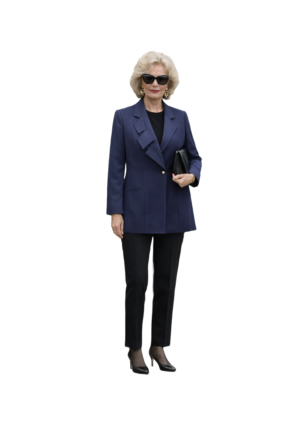 1990s Navy Blue Wool Blazer - Model