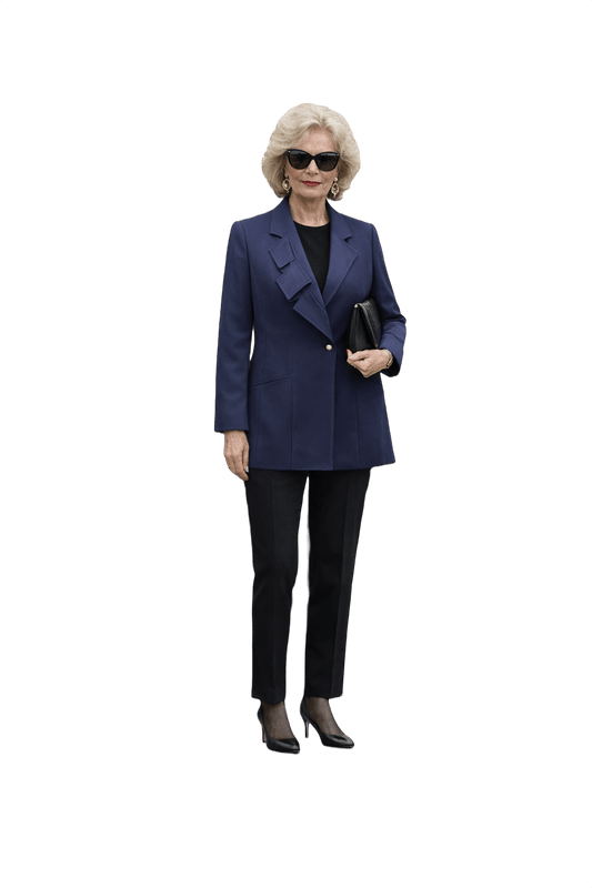 1990s Navy Blue Wool Blazer - Model