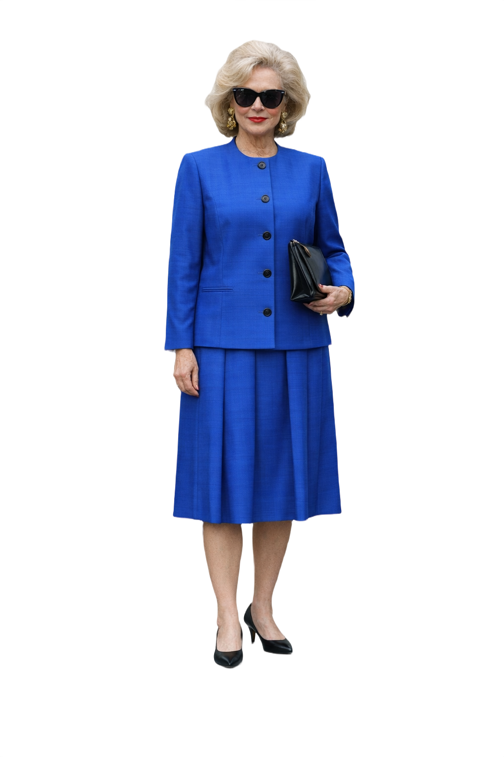 1990s Royal Blue Silk Blend Two-Piece Suit - Model