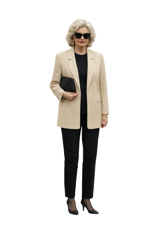 1990s Beige Wool Blend Blazer - Model