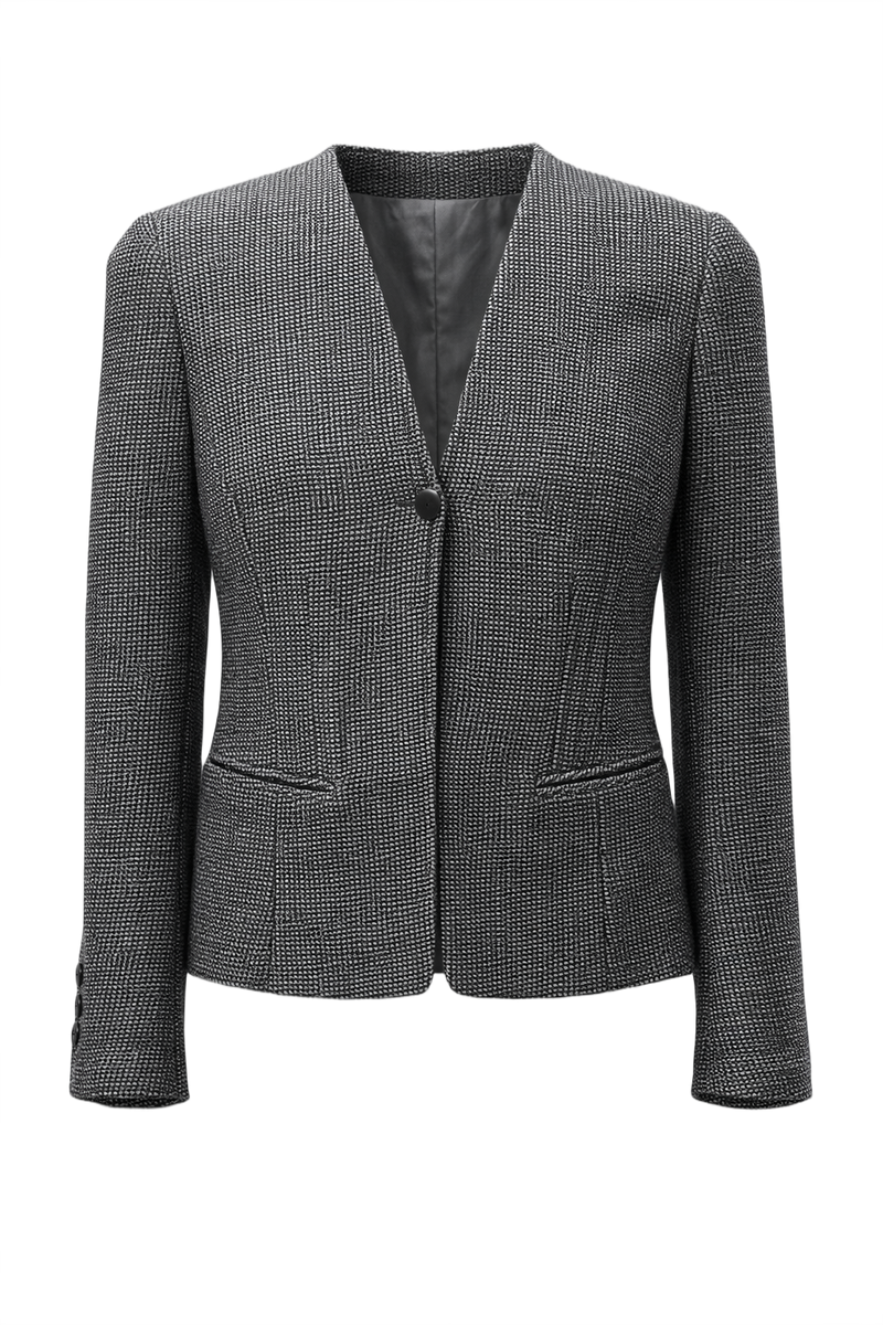 1990s Gray Wool Blend Blazer - Front View