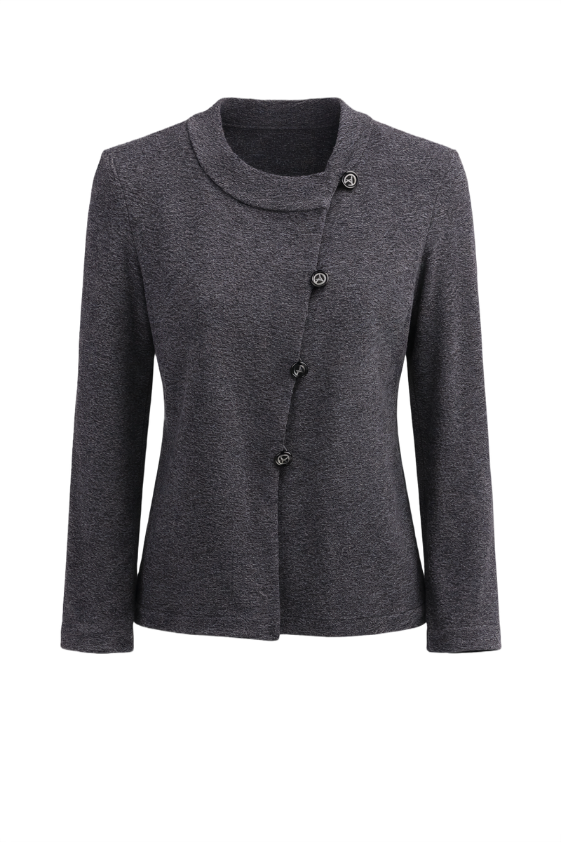 1990s Charcoal Grey Wool Blend Cardigan - Front View