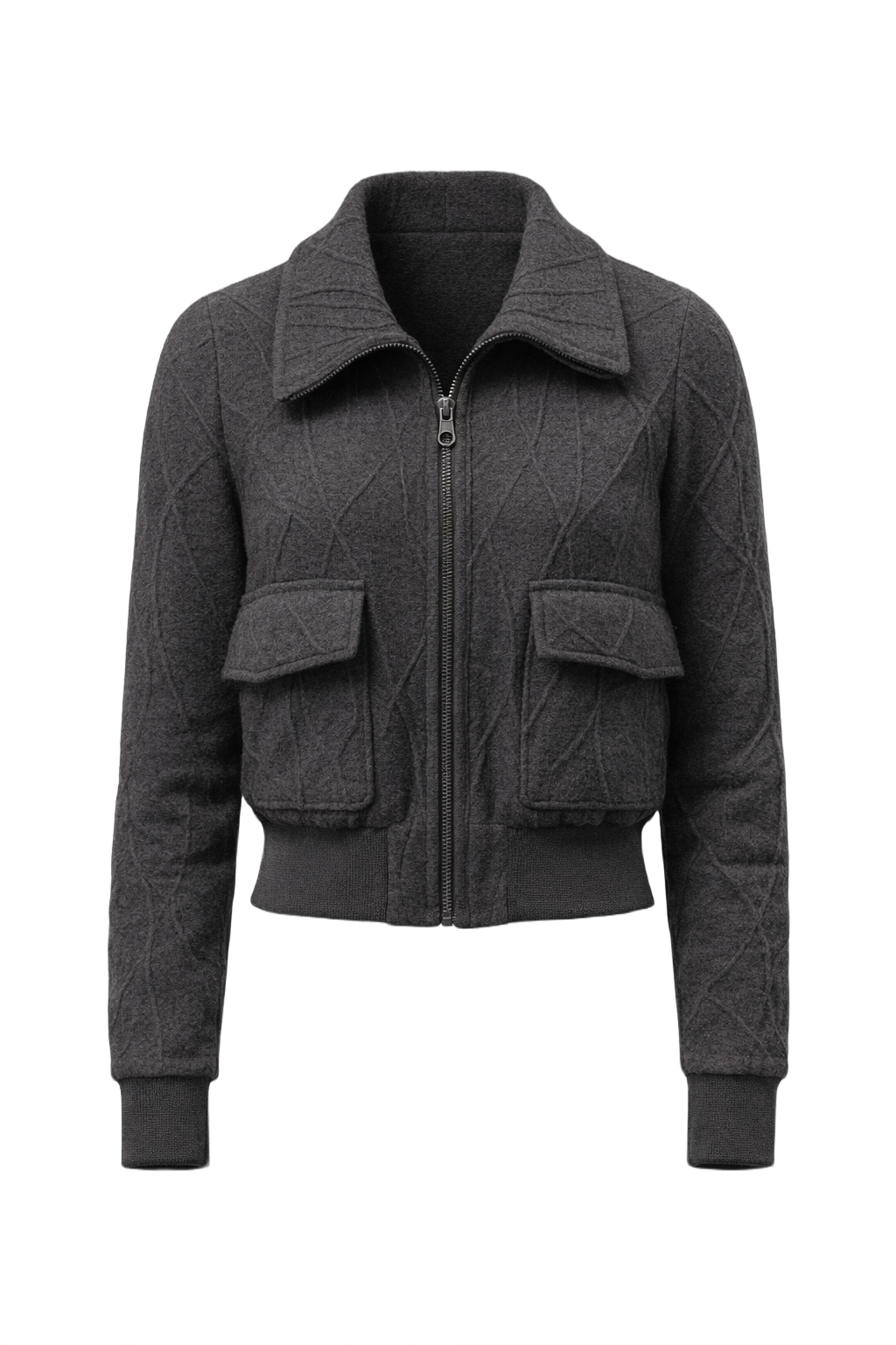1990s Dark Grey Wool Jacket - Front View