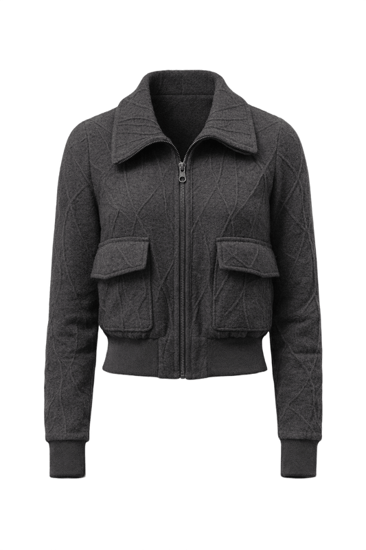 1990s Dark Grey Wool Jacket - Front View