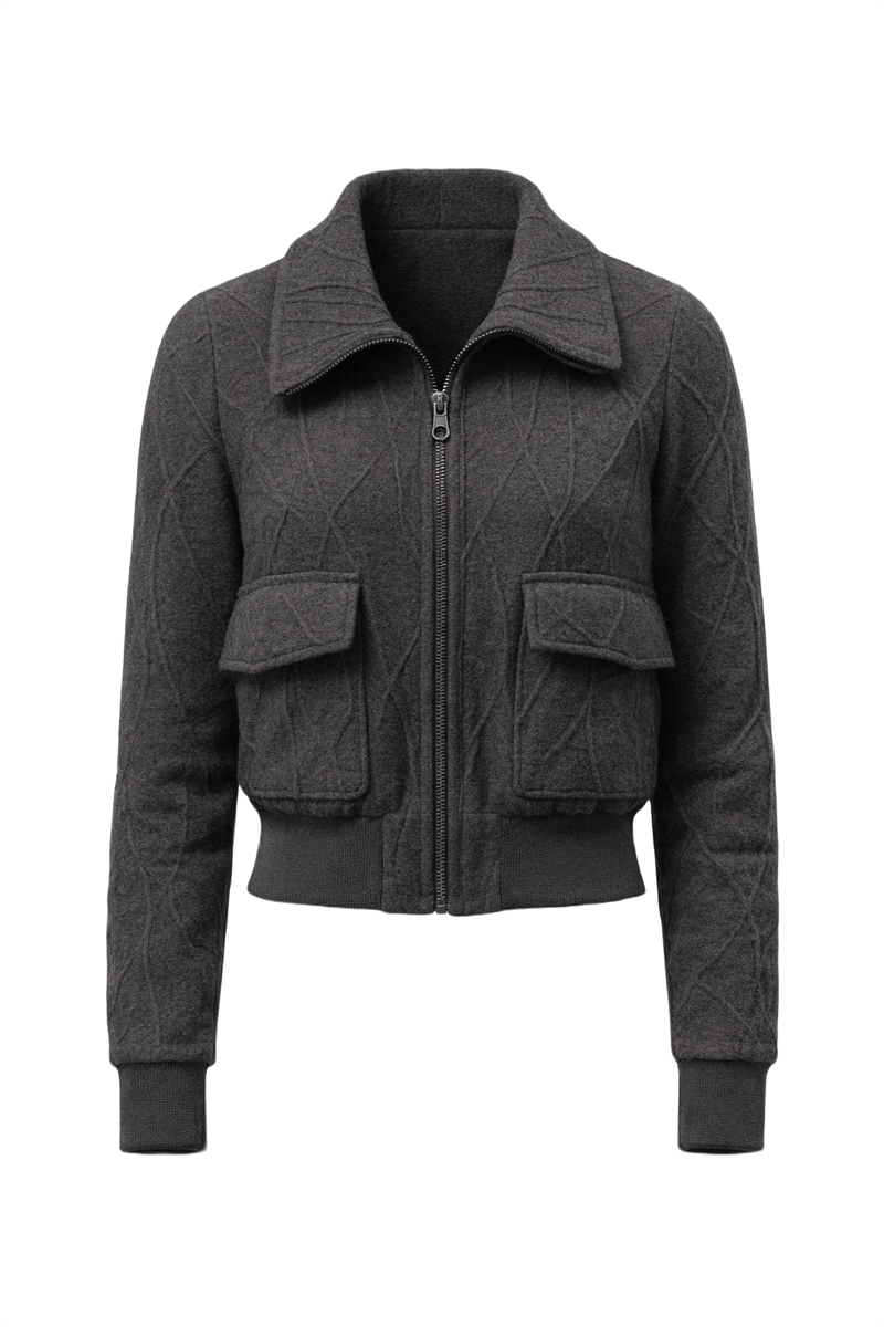 1990s Dark Grey Wool Jacket - Front View