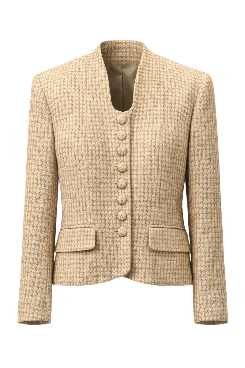 1990s Cream Wool Blazer - Front View