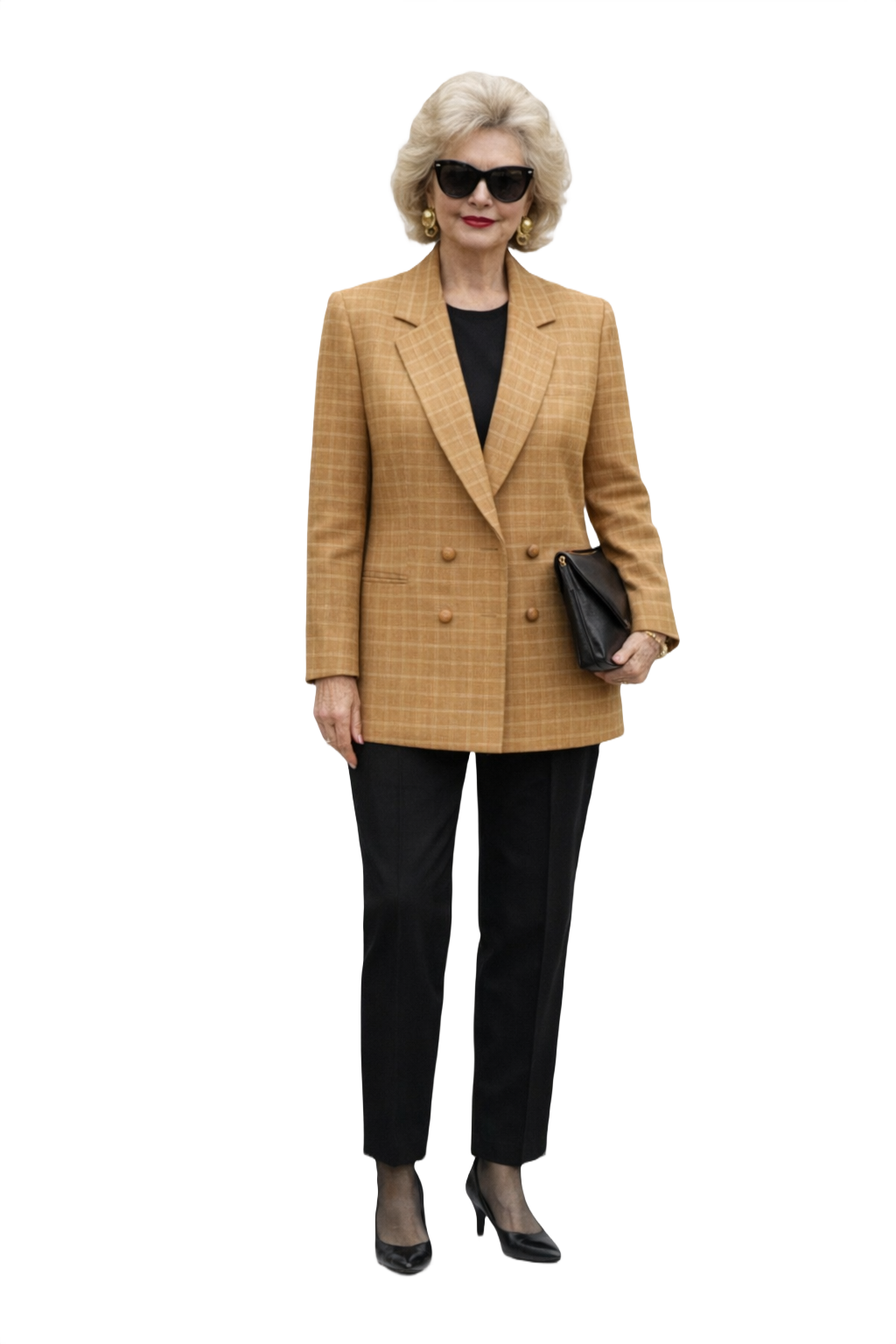 1990s Tan Wool Blend Blazer - Model