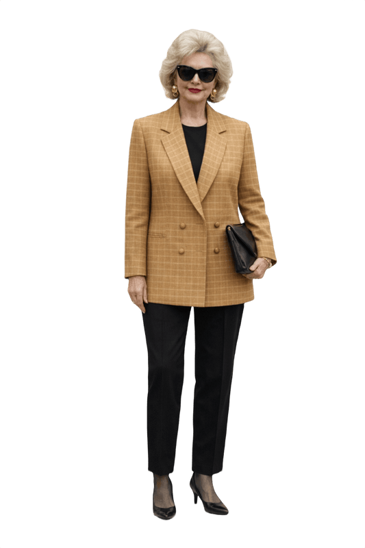 1990s Tan Wool Blend Blazer - Model