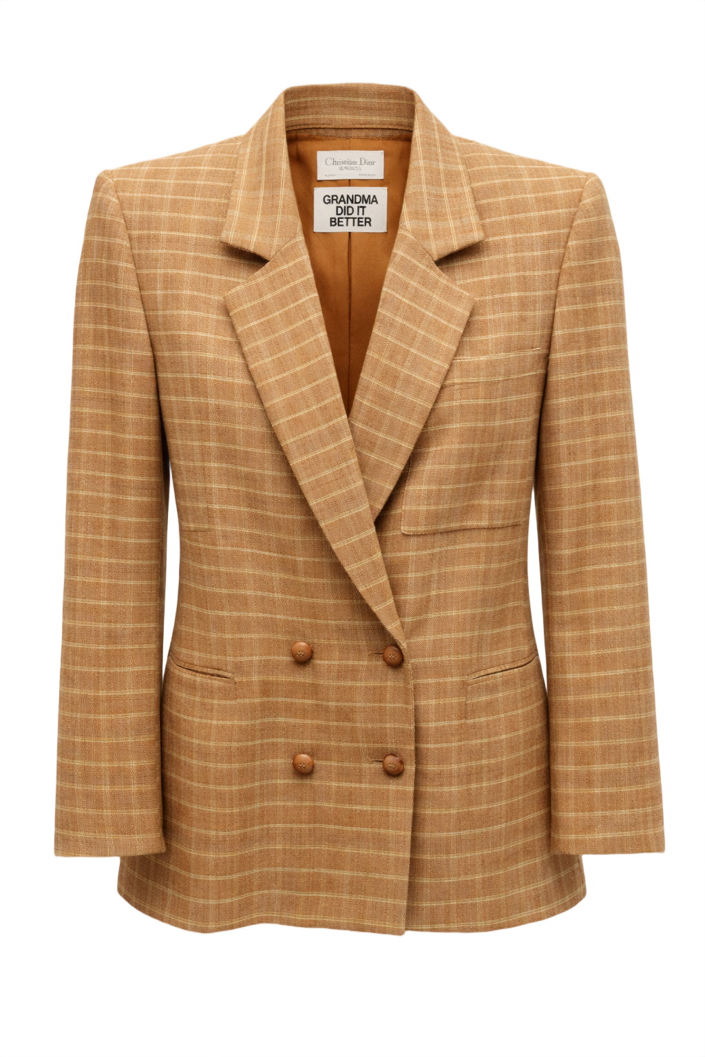 1990s Tan Wool Blend Blazer - Front View