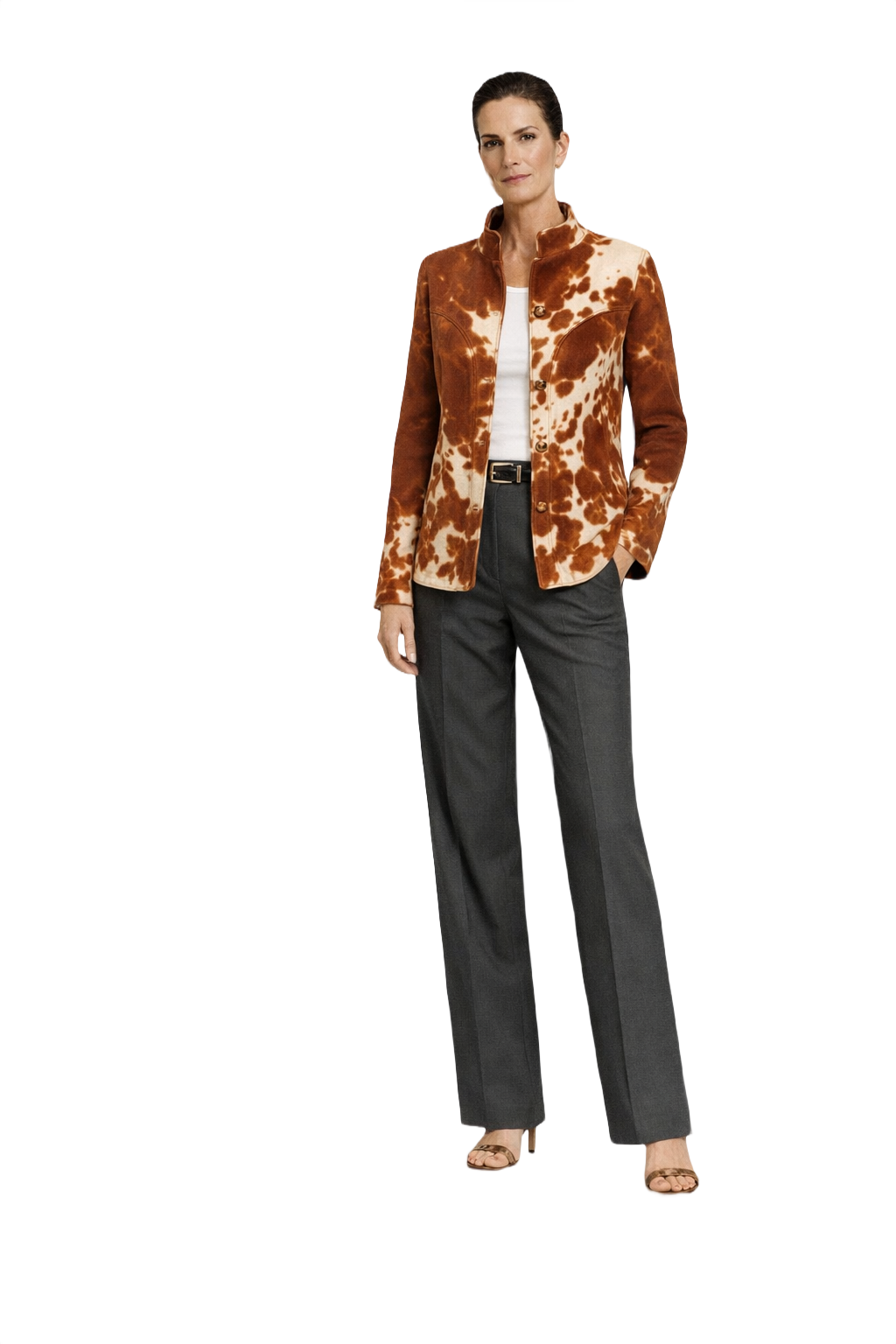 1990s Brown Polyester Blazer - Model