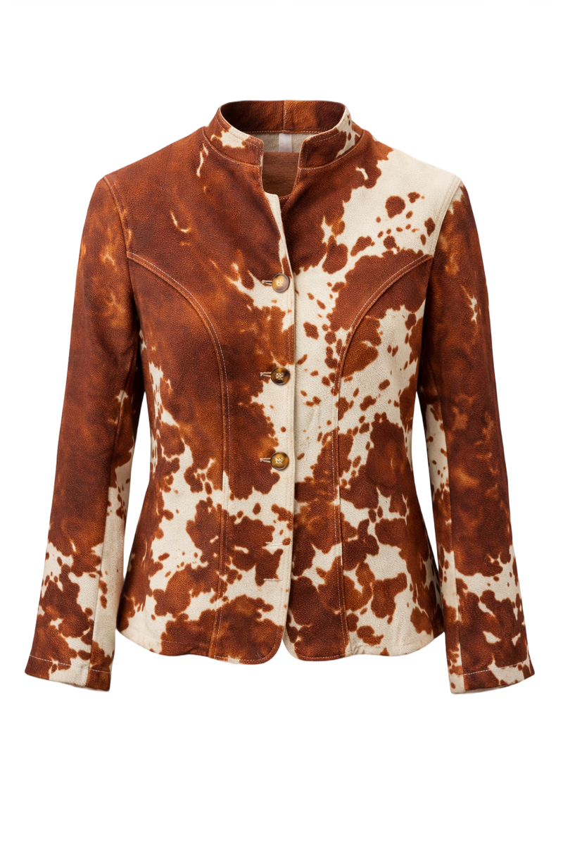 1990s Brown Polyester Blazer - Front View