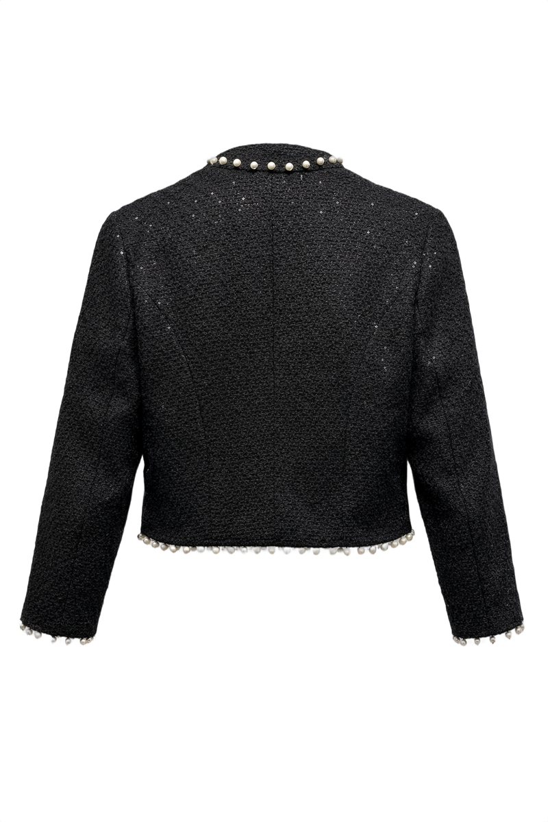 1990s Black Wool Blend Blazer - Back View