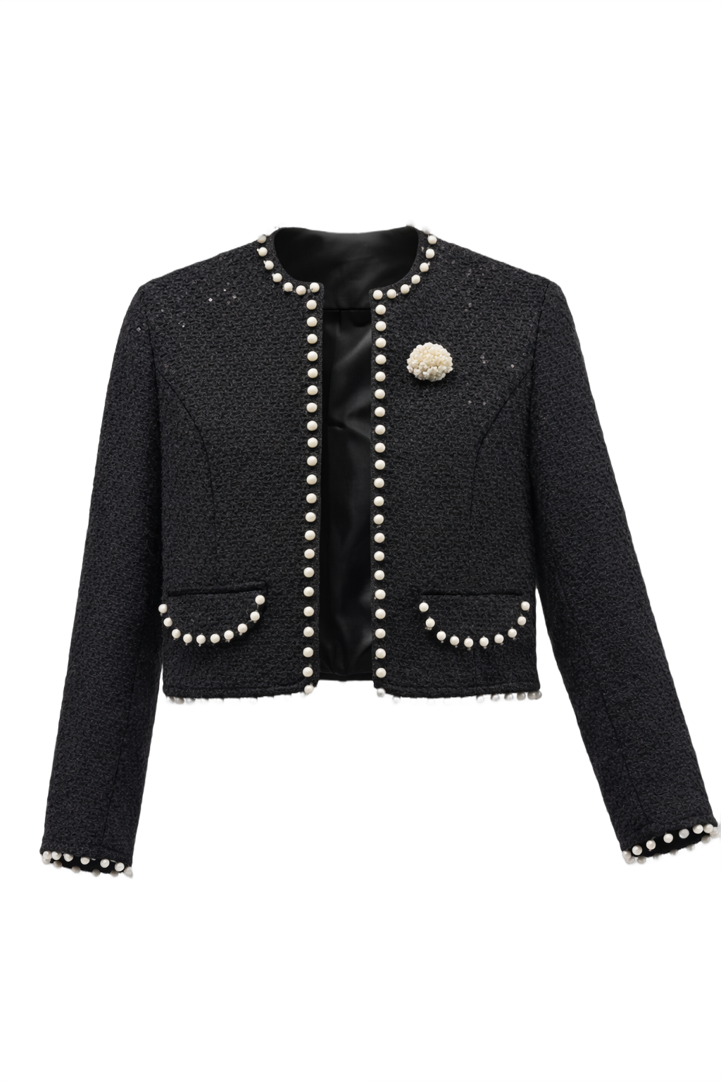 1990s Black Wool Blend Blazer - Front View