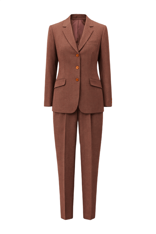 1990s Brown Wool Blend 2-Piece Suit - Front View