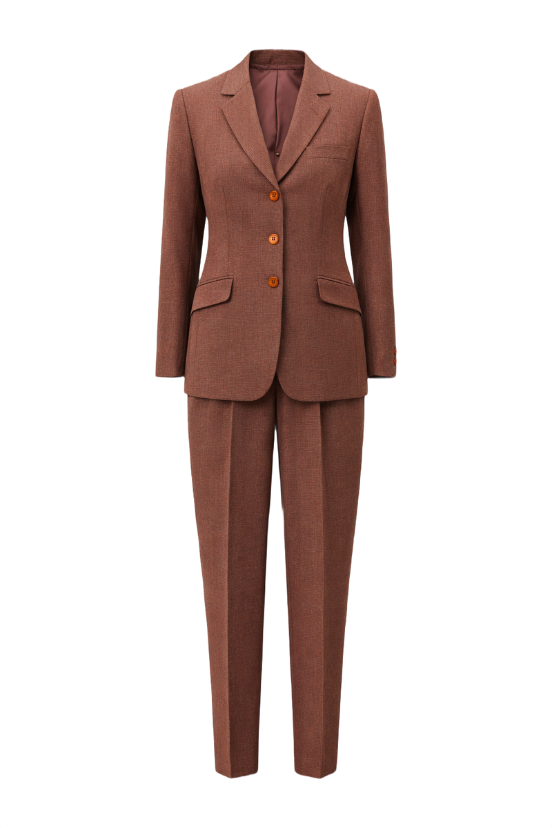 1990s Brown Wool Blend 2-Piece Suit - Front View