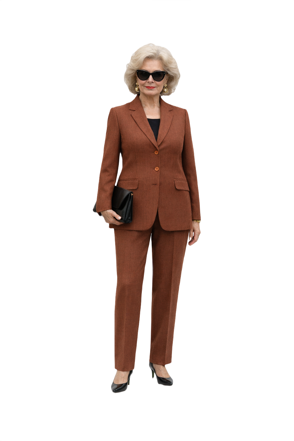 1990s Brown Wool Blend 2-Piece Suit - Model
