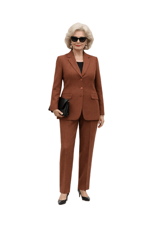 1990s Brown Wool Blend 2-Piece Suit - Model