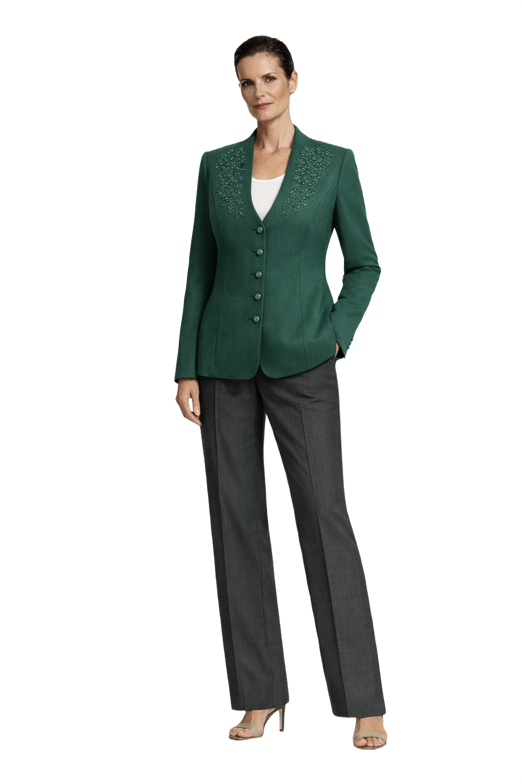 1990s Emerald Green Wool Blend Blazer - Model