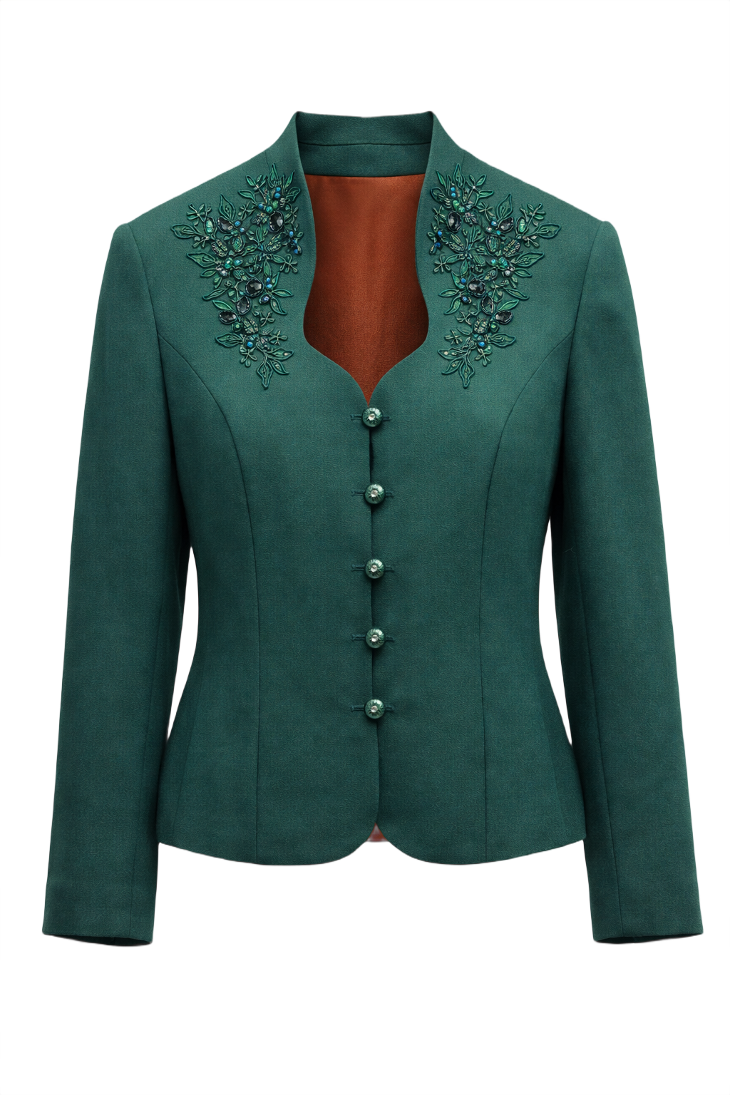 1990s Emerald Green Wool Blend Blazer - Front View