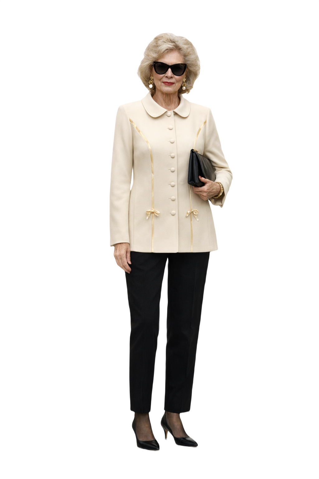 1990s Cream Polyester Blend Jacket - Model