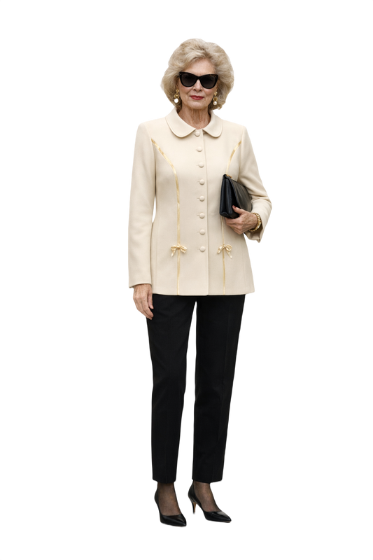 1990s Cream Polyester Blend Jacket - Model
