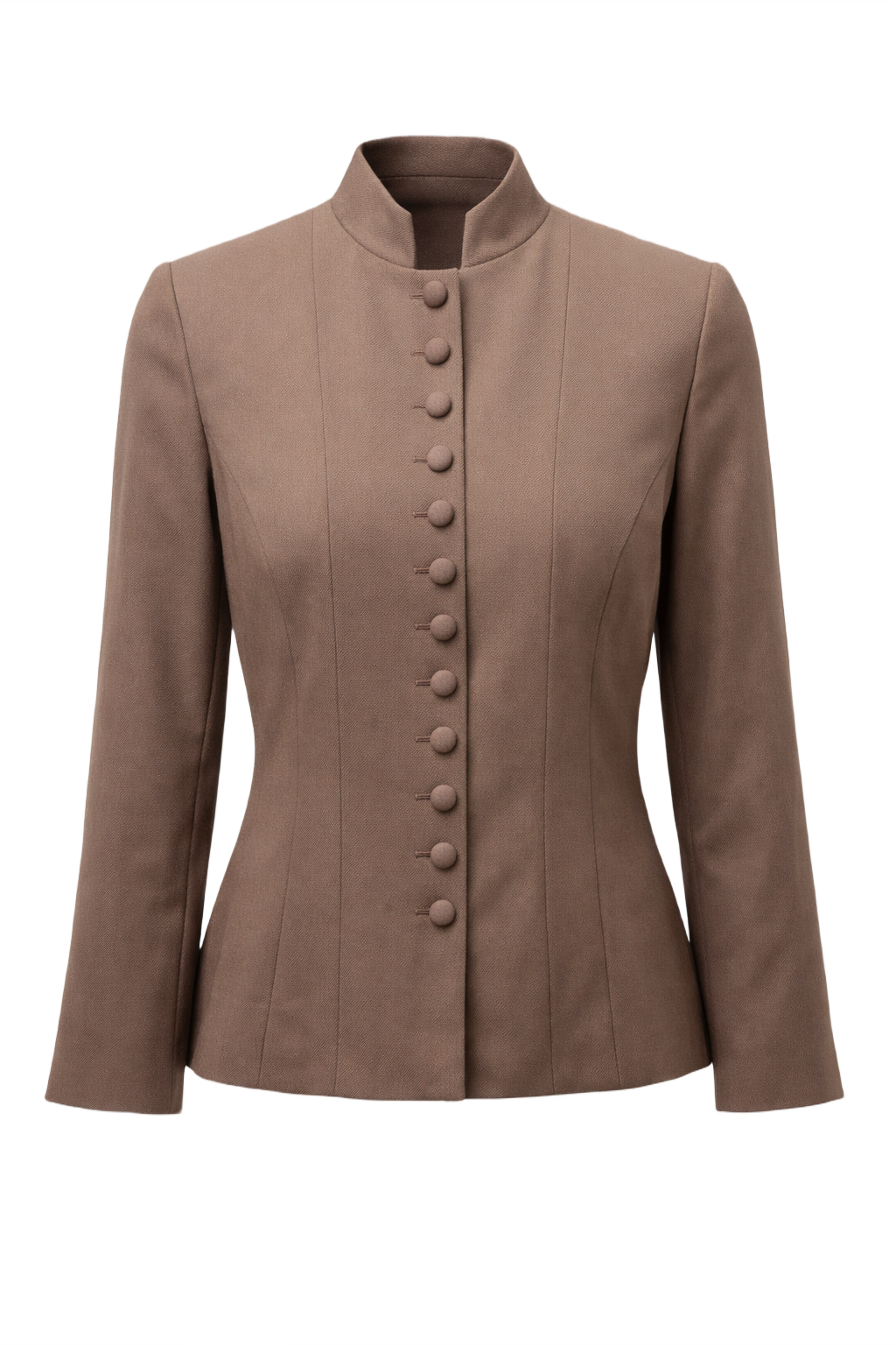 1990s Taupe Wool Blend Blazer - Front View