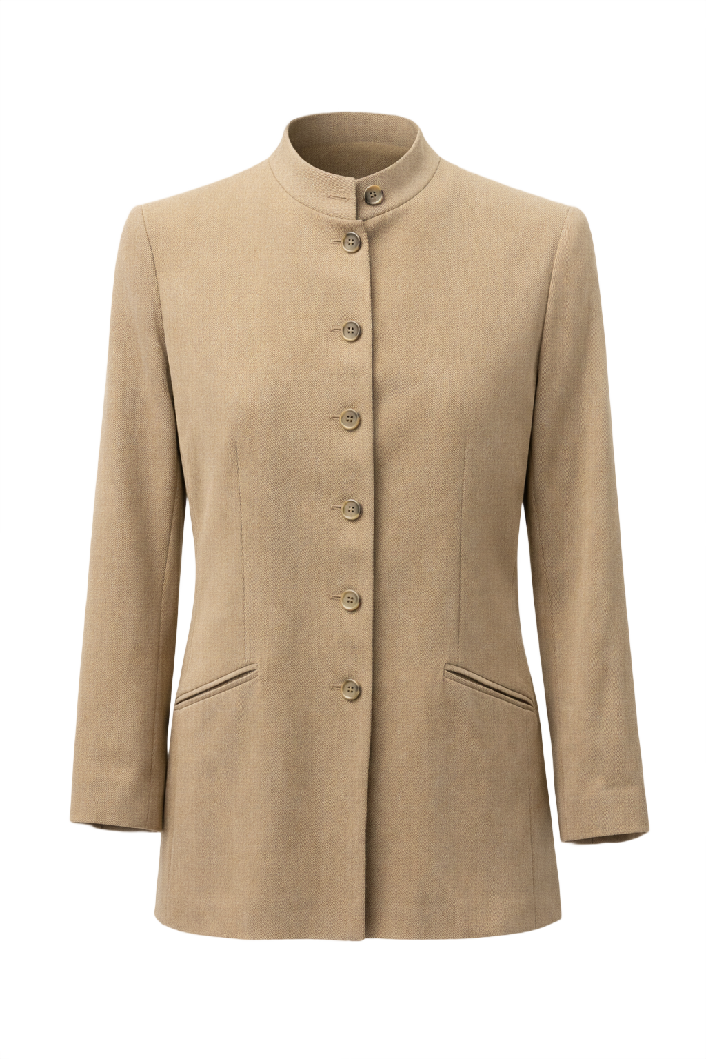 1990s Beige Wool Blend Blazer - Front View