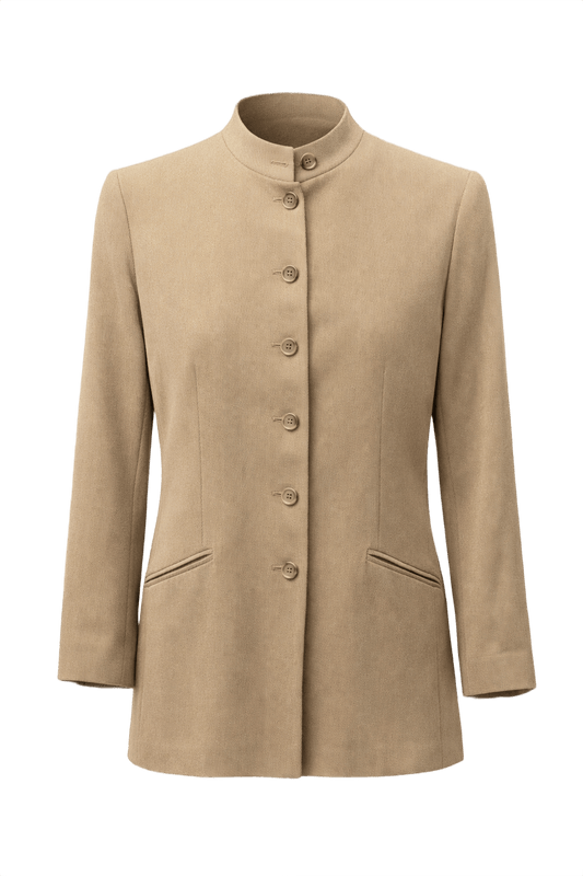 1990s Beige Wool Blend Blazer - Front View