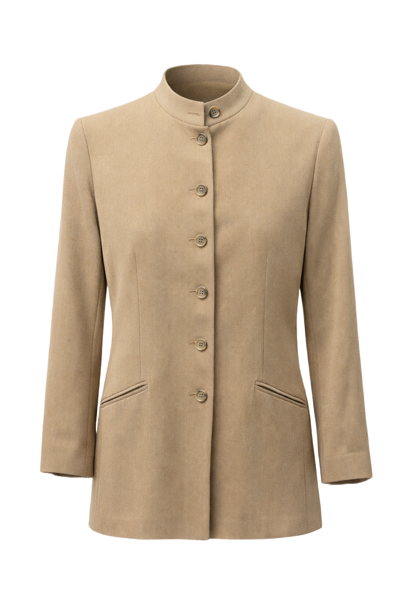 1990s Beige Wool Blend Blazer - Front View