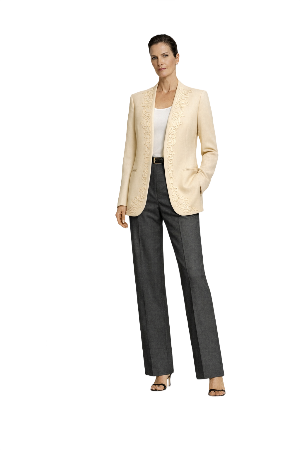 1990s Ivory Wool Blend Blazer - Model