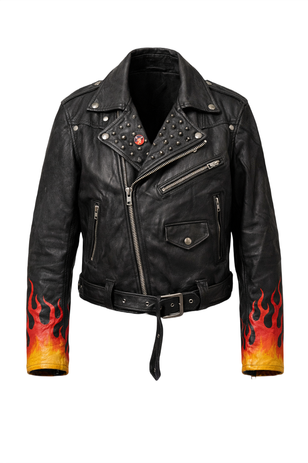 1990s Black Leather Jacket - Front View