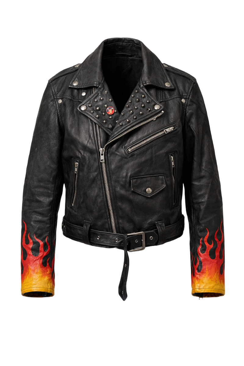 1990s Black Leather Jacket - Front View