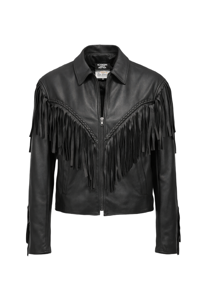 1970s Black Leather Jacket - Front View