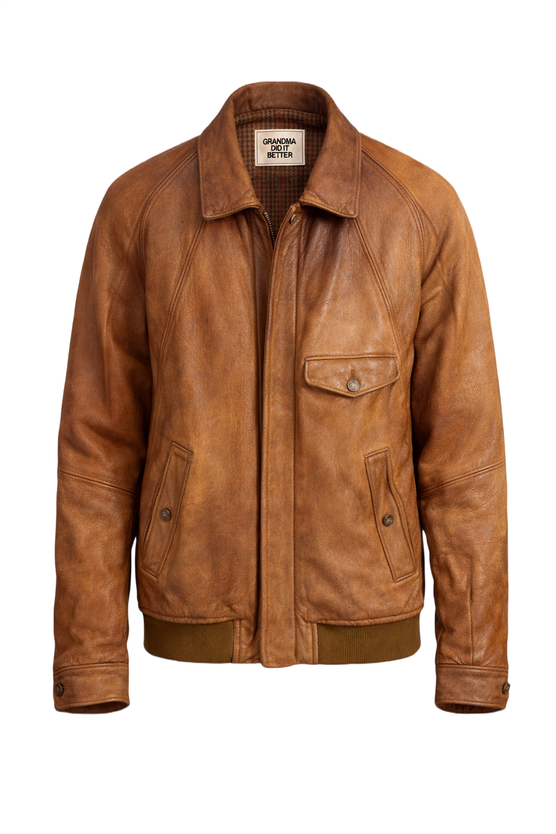 1990s Brown Leather Jacket - Front View
