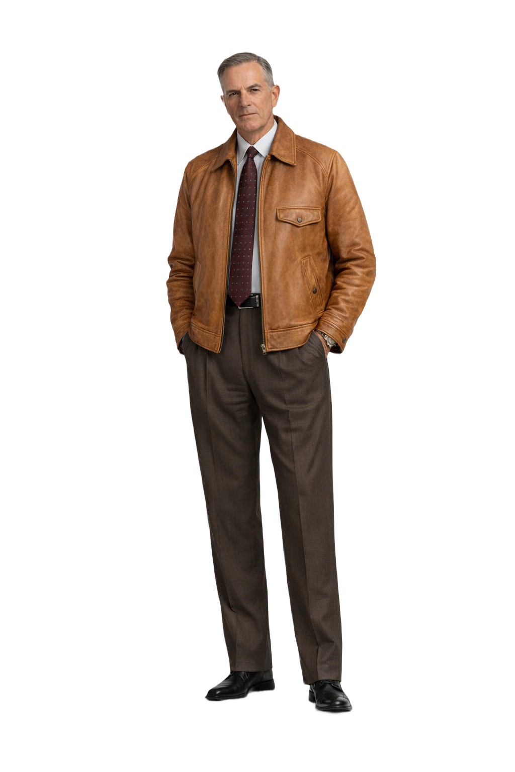 1990s Brown Leather Jacket - Model