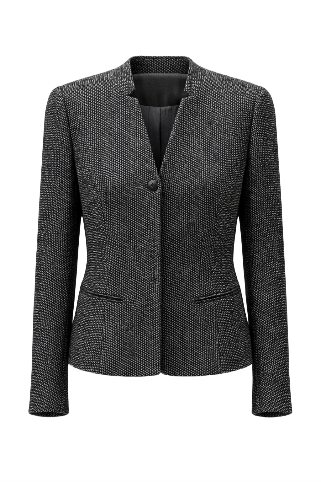 1990s Grey Wool Blend Blazer - Front View