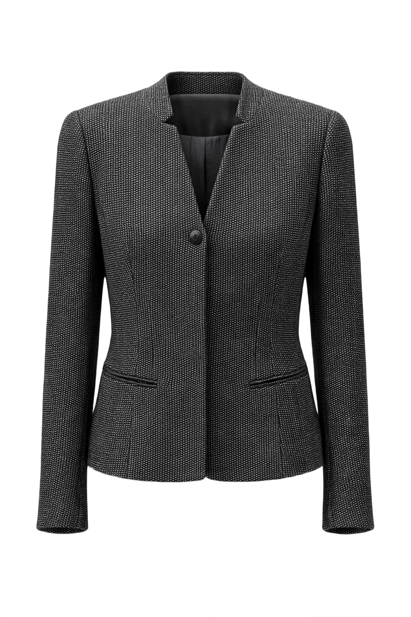 1990s Grey Wool Blend Blazer - Front View