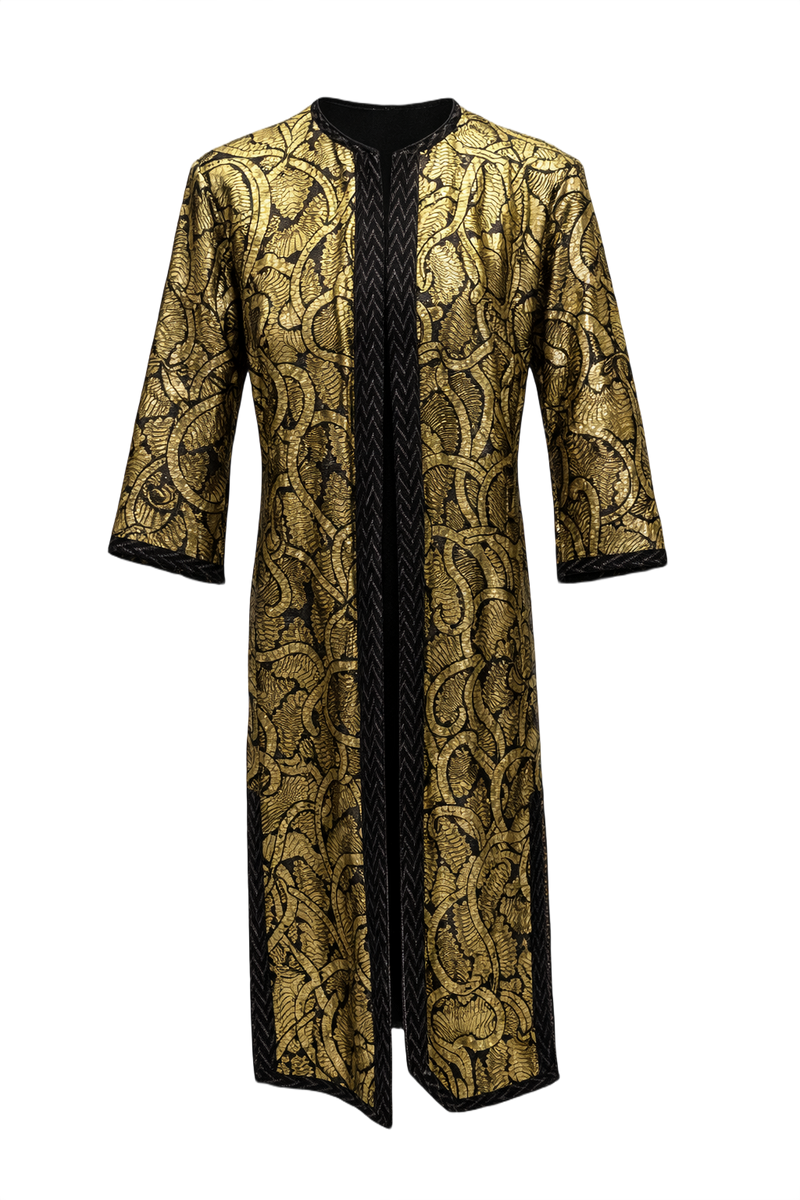 1970s Gold Metallic Blend Dress - Front View