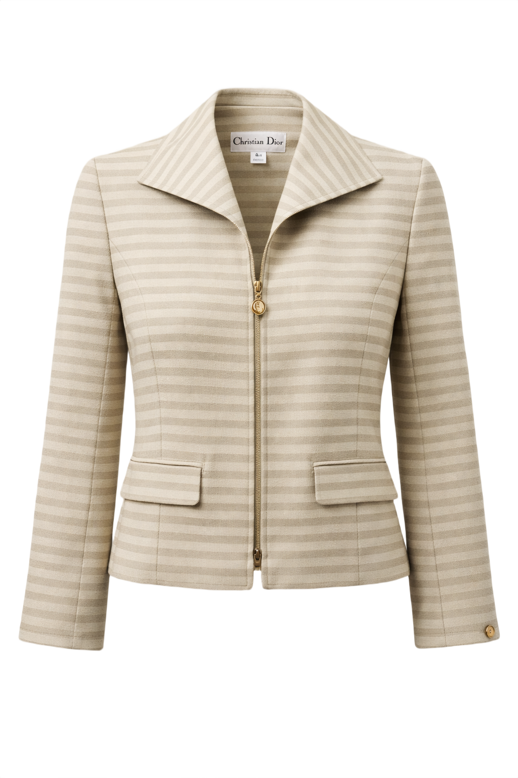 1990s Beige Wool Blend Blazer - Front View
