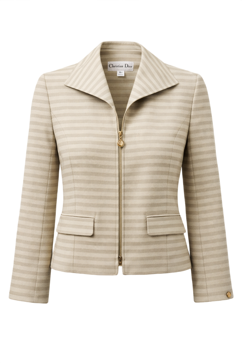 1990s Beige Wool Blend Blazer - Front View
