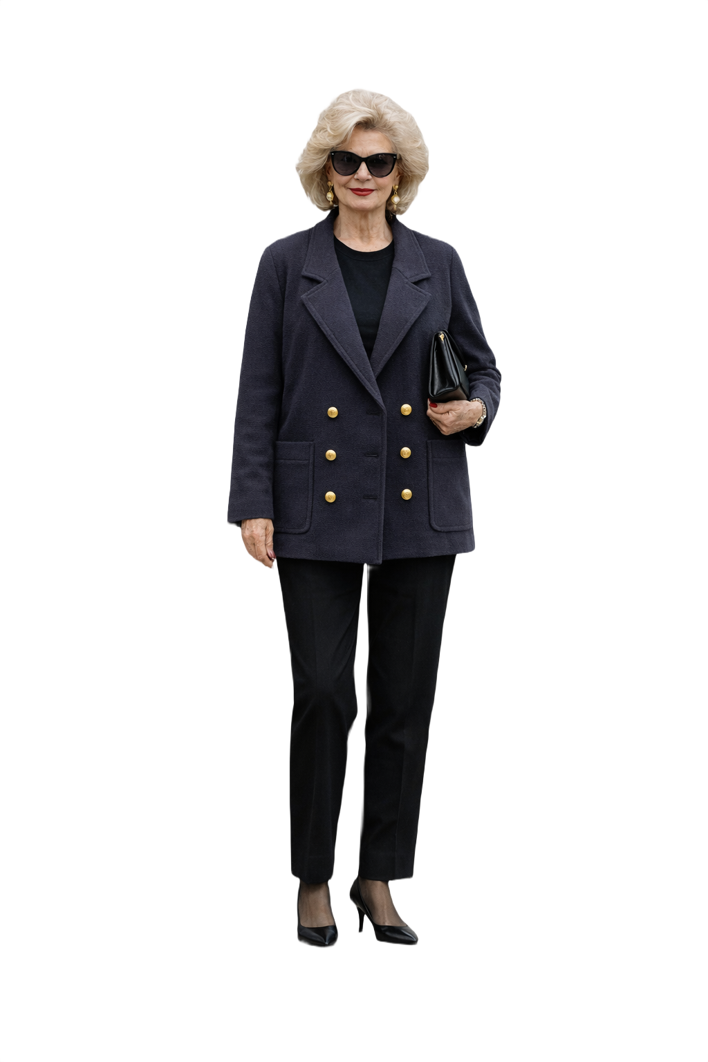 1990s Navy Blue Wool Blend Blazer - Model