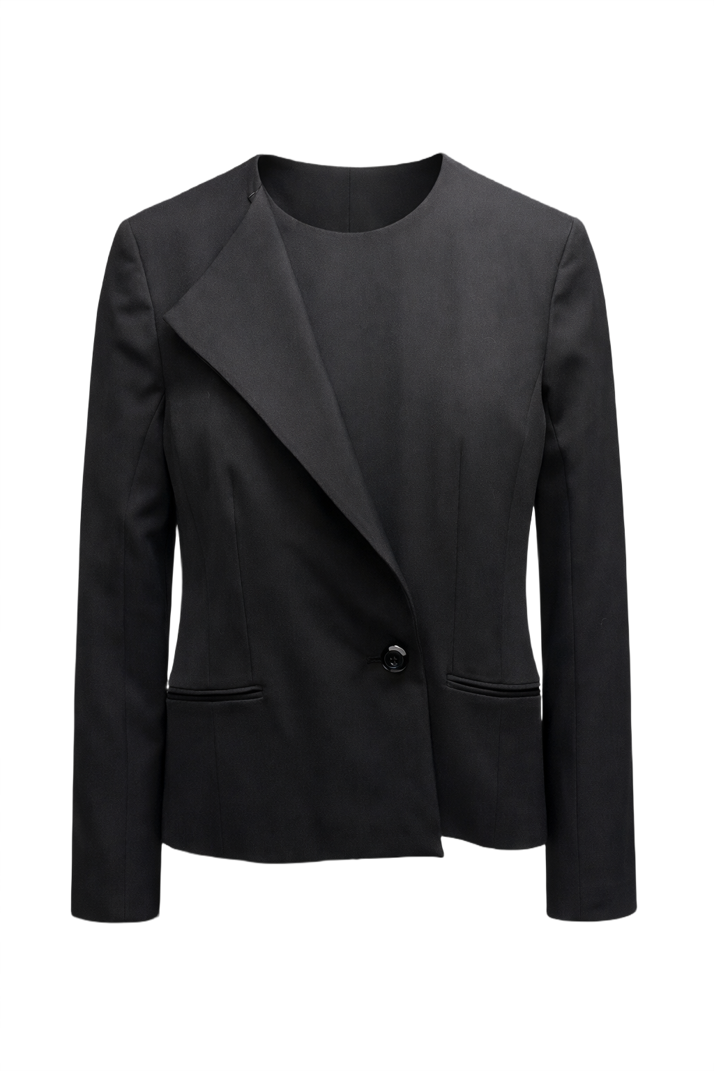 1990s Black Wool Blend Blazer - Front View