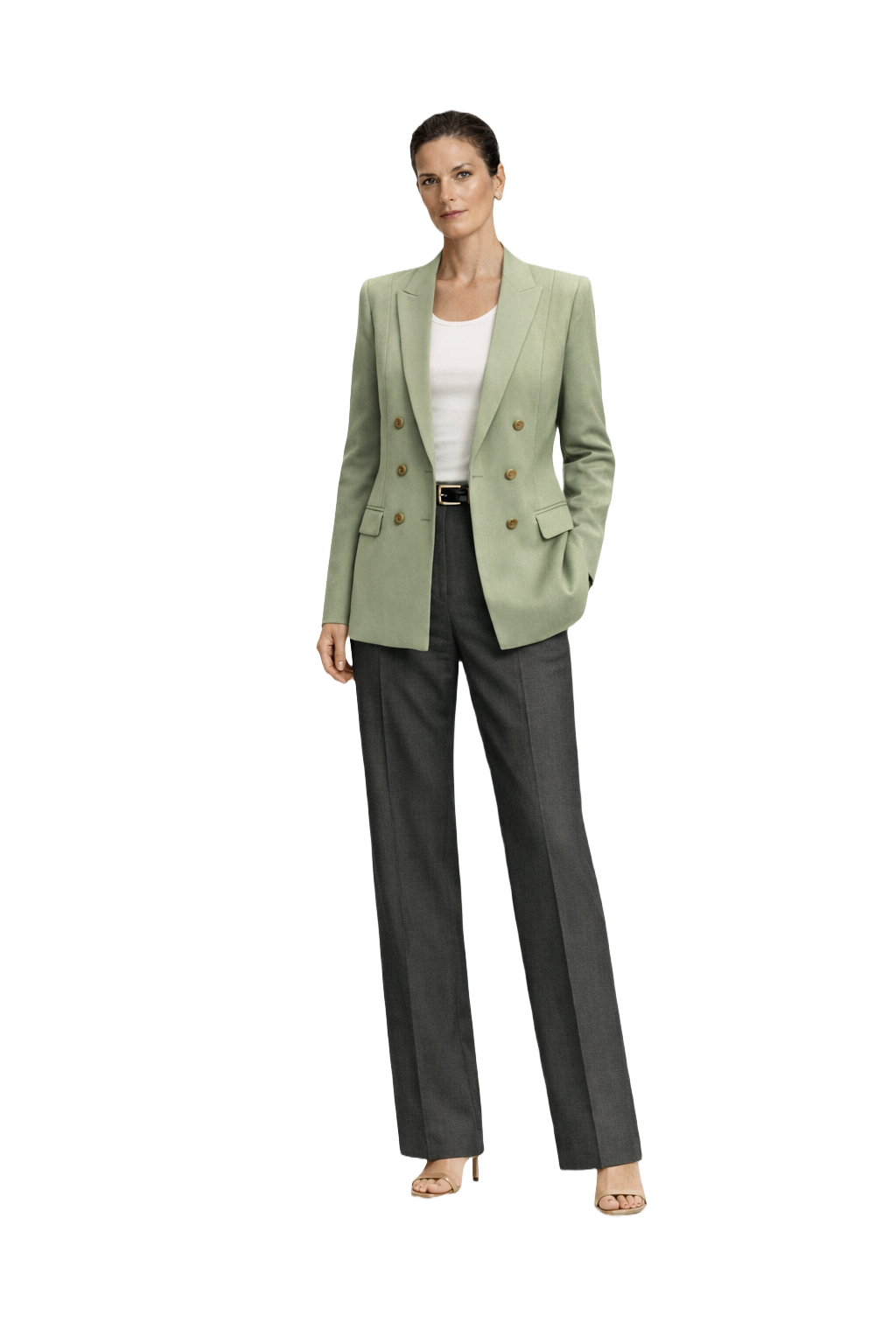 1990s Sage Green Wool Blend Blazer - Model