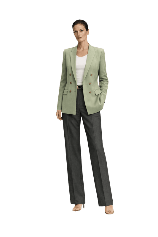 1990s Sage Green Wool Blend Blazer - Model