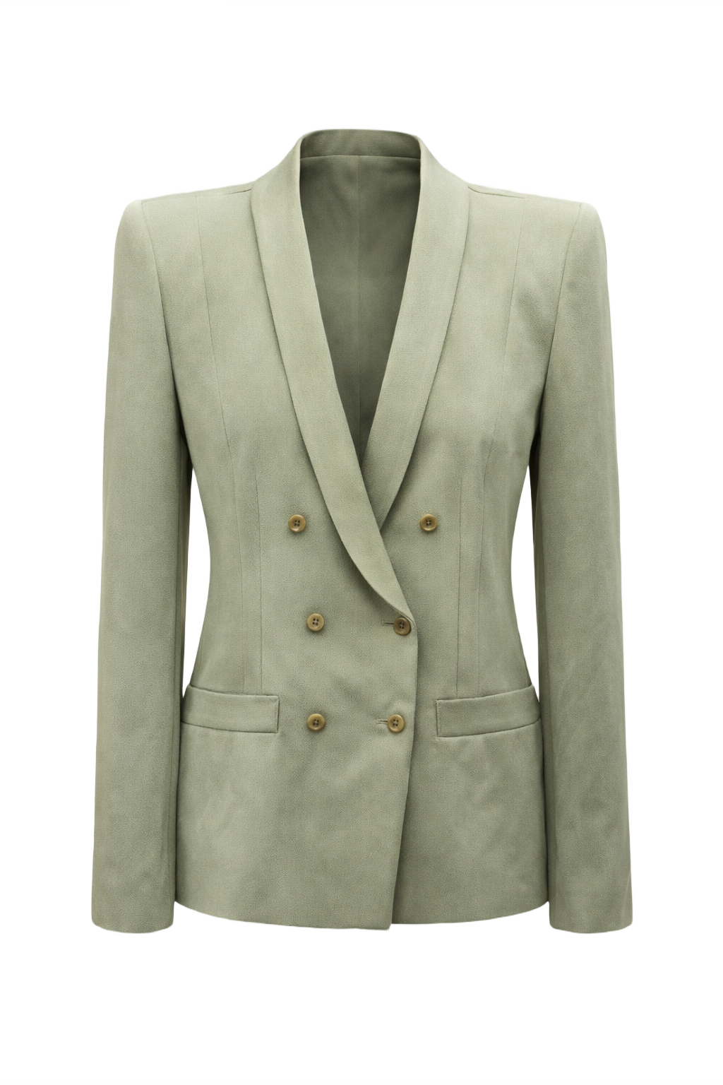 1990s Sage Green Wool Blend Blazer - Front View