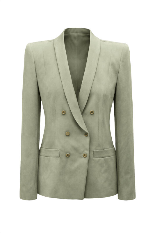 1990s Sage Green Wool Blend Blazer - Front View