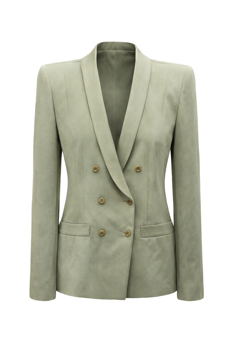 1990s Sage Green Wool Blend Blazer - Front View
