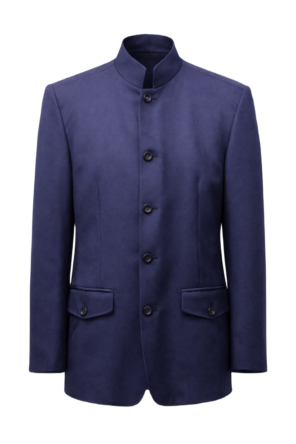 1990s Navy Blue Wool Blend Blazer - Front View